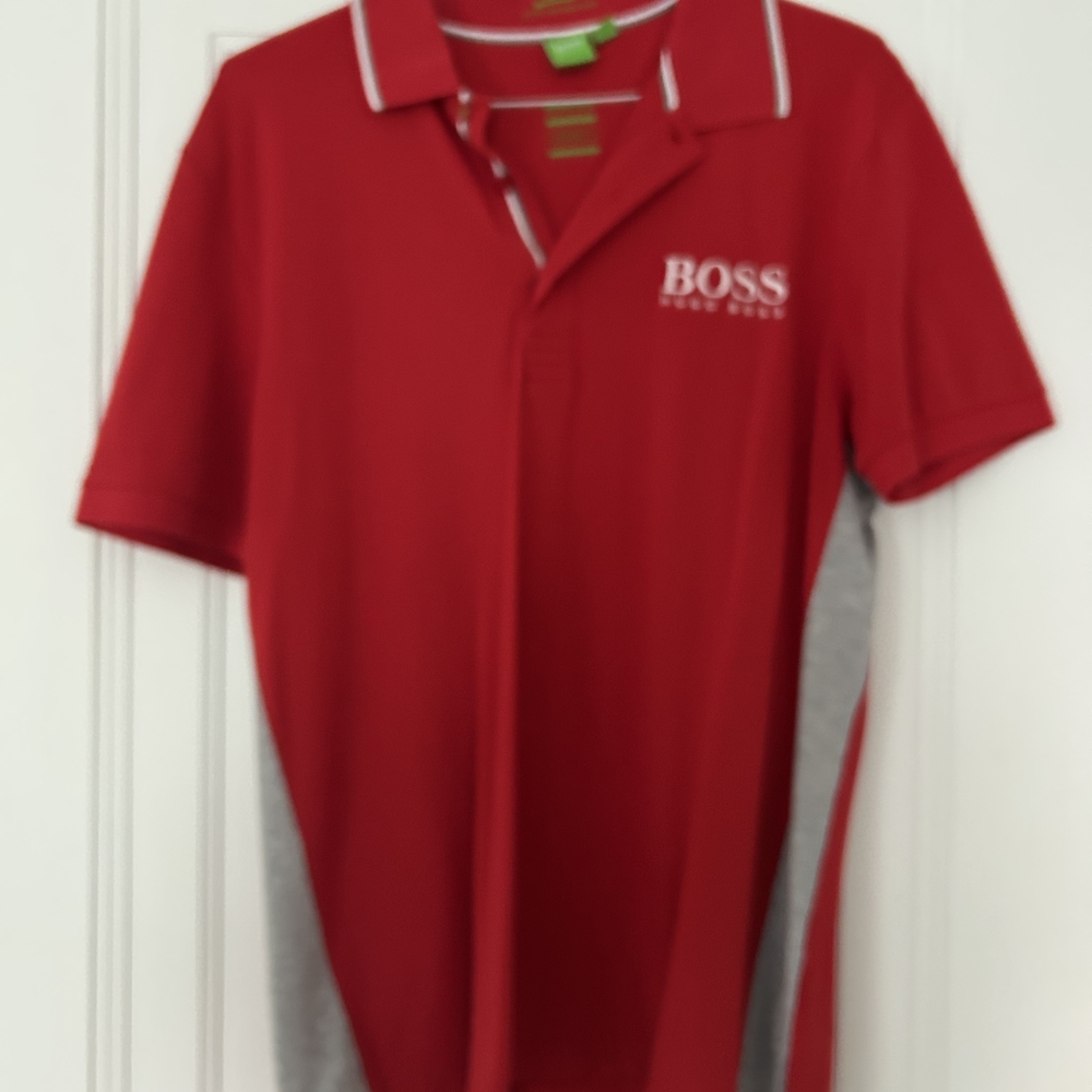 Boss Red and Gray Polo Shirt Classic Design